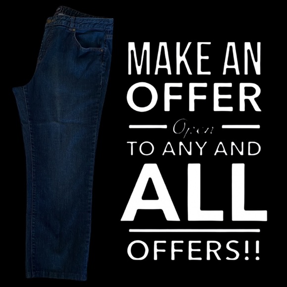 Chaps Womens' Plus Size 18W Dark Blue Madden Straight Slimming Fit Denim Jeans - Picture 7 of 7